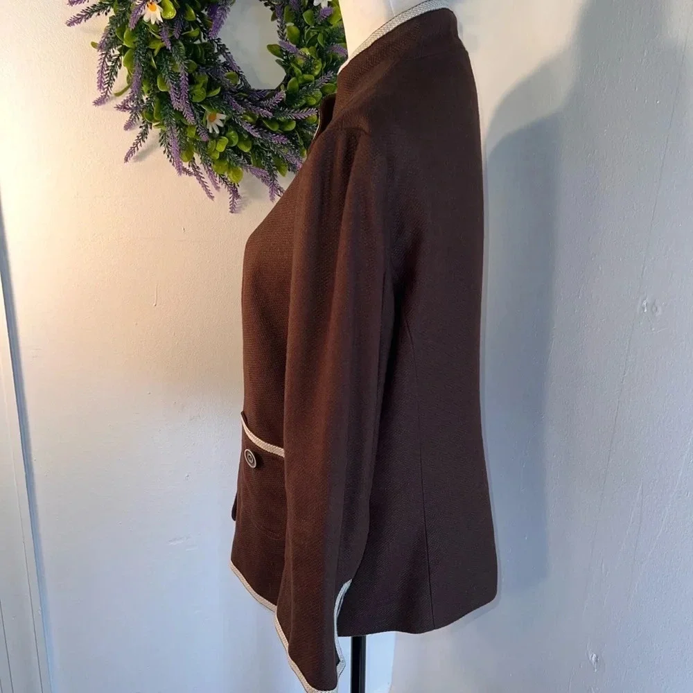 Peck&peck,14 oversized‎ button front pocketed,contrast stitching jacket/Blazer